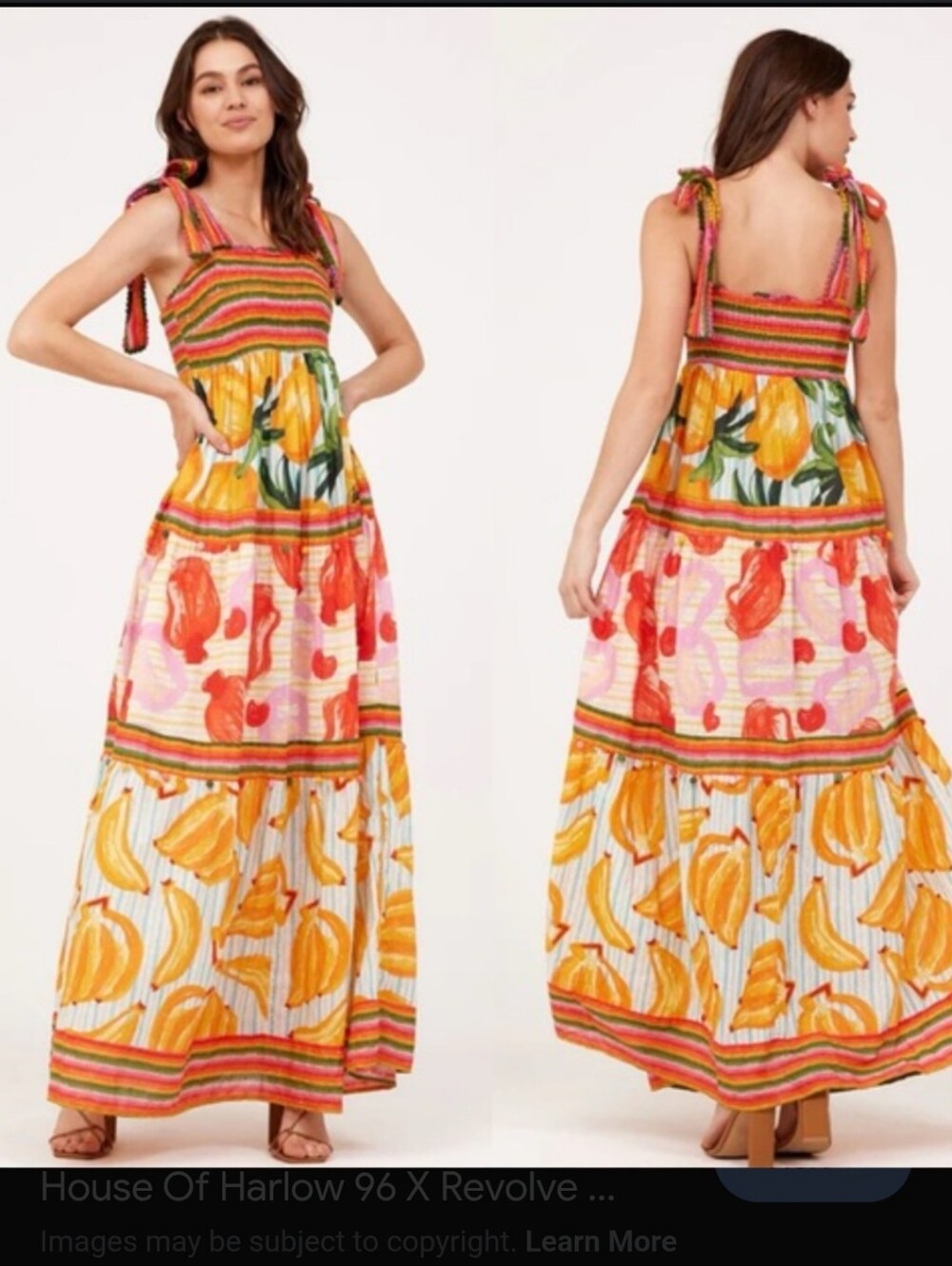 House of Harlow X REVOLVE 1960 Orange Pink Green Striped Maxi Dress Size Small